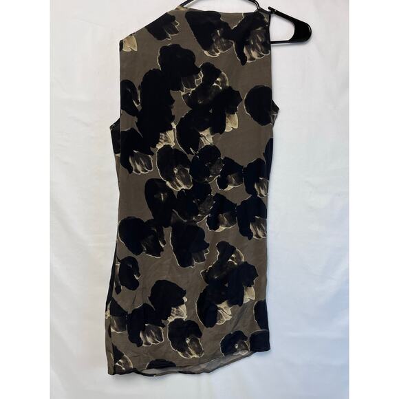 ALLSAINTS Women's Size 4 Tan/Black 100% Silk Dissolve Denise Mini Dress - Picture 6 of 7